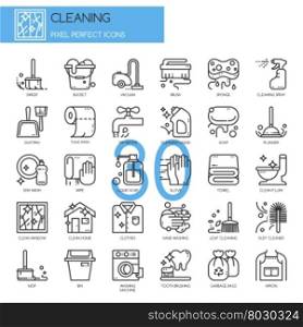 Cleaning , thin line icons set , Pixel Perfect Icons