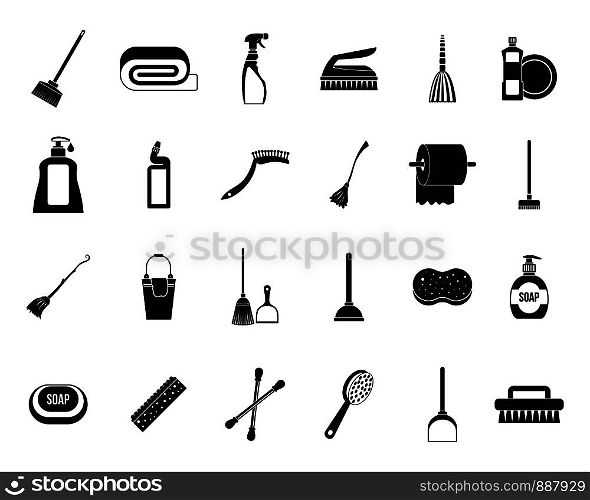 Cleaning tools icon set. Simple set of cleaning tools vector icons for web design isolated on white background. Cleaning tools icon set, simple style