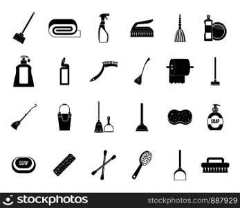 Cleaning tools icon set. Simple set of cleaning tools vector icons for web design isolated on white background. Cleaning tools icon set, simple style