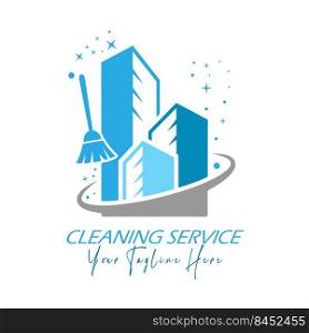 Cleaning. Vector template of a logo, sticker or brand. Flat style