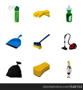 Cleansing icons set. Cartoon illustration of 9 sanitation vector icons for web. Cleansing icons set, cartoon style