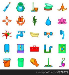 Cleanup icons set. Cartoon set of 25 cleanup vector icons for web isolated on white background. Cleanup icons set, cartoon style