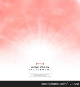 Clear pink sky with clouds pattern background and sun burst, illustration eps10