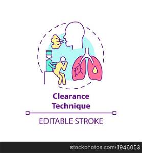Clearance technique concept icon. Pulmonary rehabilitation abstract idea thin line illustration. Coughing and huffing. Clapping to clear lungs. Vector isolated outline color drawing. Editable stroke. Clearance technique concept icon