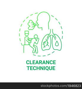 Clearance technique green gradient concept icon. Pulmonary rehabilitation abstract idea thin line illustration. Coughing, huffing. Clapping to clear lungs. Vector isolated outline color drawing. Clearance technique green gradient concept icon