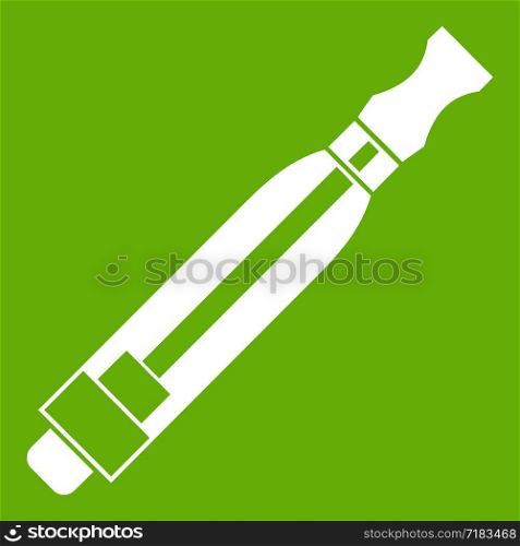 Clearomizer icon white isolated on green background. Vector illustration. Clearomizer icon green