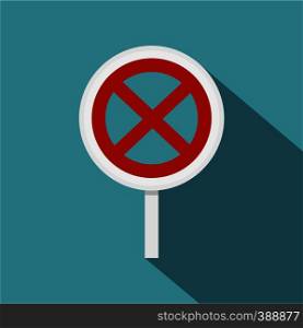 Clearway sign icon. Flat illustration of clearway sign vector icon for web isolated on baby blue background. Clearway sign icon, flat style