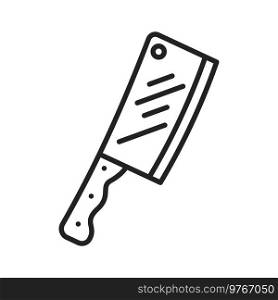 Cleaver knife vector thin line icon. Kitchen chef cutlery, butcher cleaver knife. Butcher knife cleaver line icon, kitchen cutlery