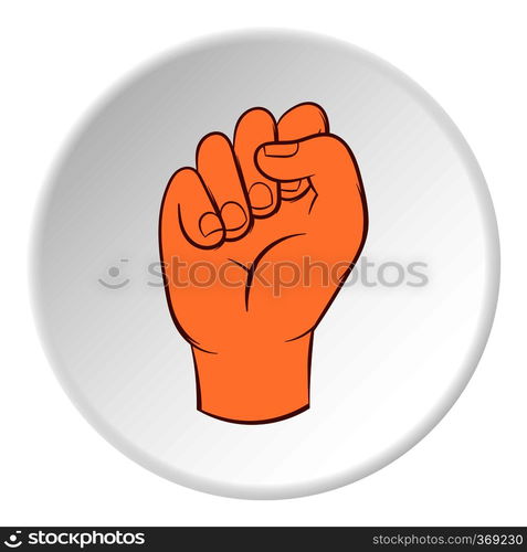 Clenched Fist Icon In Cartoon Style On White Circle Background Gestural Symbol Vector