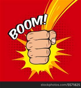 Clenched power fist boom pow abstract hit vector illustration