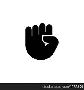 Clenched Raised Fist, Victory, Strength, Power. Flat Vector Icon illustration. Simple black symbol on white background. Clenched Raised Fist, Victory sign design template for web and mobile UI element. Clenched Raised Fist, Victory, Strength, Power Flat Vector Icon