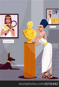 cleopatra ancient egypt flat illustration