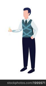Clerk at Christmas party semi flat color vector character. Standing figure. Full body person on white. Christmas party isolated modern cartoon style illustration for graphic design and animation. Clerk at Christmas party semi flat color vector character