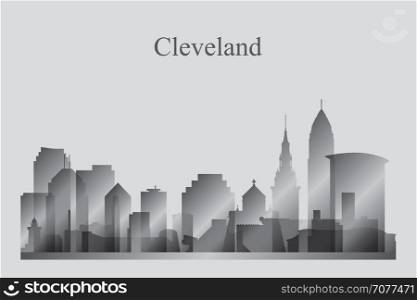 Cleveland city skyline silhouette in grayscale, vector illustration