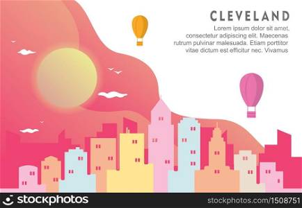 Cleveland Ohio City Building Cityscape Skyline Dynamic Background Illustration