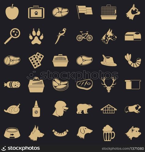 Clever dog icons set. Simple style of 36 clever dog vector icons for web for any design. Clever dog icons set, simple style
