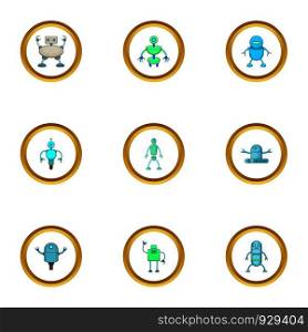 Clever machine icons set. Cartoon style set of 9 clever machine vector icons for web design. Clever machine icons set, cartoon style