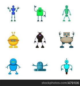 Clever machines icons set. Cartoon set of 9 clever machines vector icons for web isolated on white background. Clever machines icons set, cartoon style