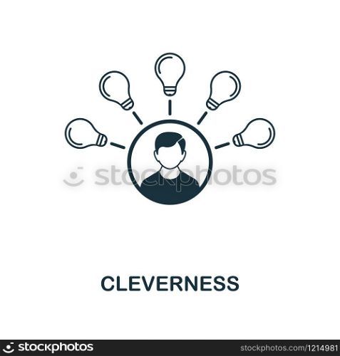 Cleverness creative icon. Simple element illustration. Cleverness concept symbol design from project management collection. Can be used for mobile and web design, apps, software, print.. Cleverness icon. Monochrome style icon design from project management icon collection. UI. Illustration of cleverness icon. Ready to use in web design, apps, software, print.