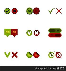 Click and selection icons set. Flat illustration of 9 click and selection vector icons for web. Click and selection icons set, flat style