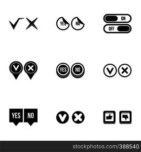 Click and selection icons set. Simple illustration of 9 click and selection vector icons for web. Click and selection icons set, simple style