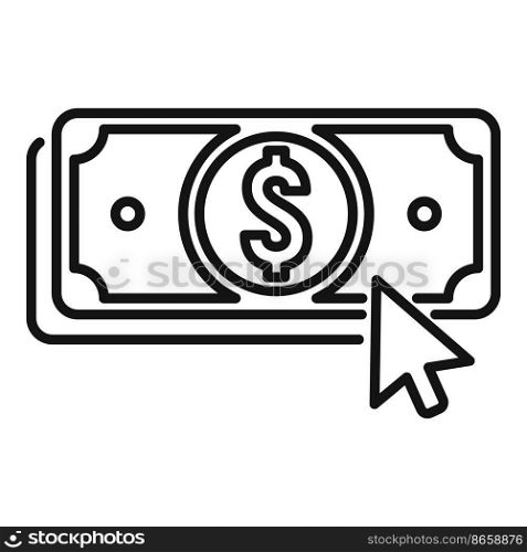 Click cash icon outline vector. Payment mobile. Online bank. Click cash icon outline vector. Payment mobile