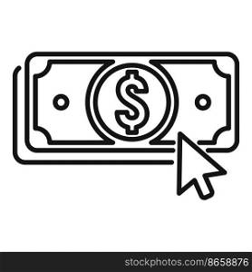 Click cash icon outline vector. Payment mobile. Online bank. Click cash icon outline vector. Payment mobile
