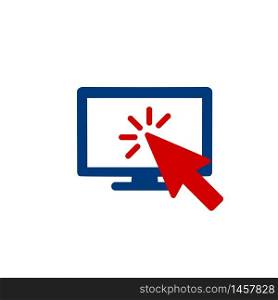 Click, cursor, computer monitor, pointer icon on isolated white background. EPS 10 vector.. Click, cursor, computer monitor, pointer icon on isolated white background. EPS 10 vector