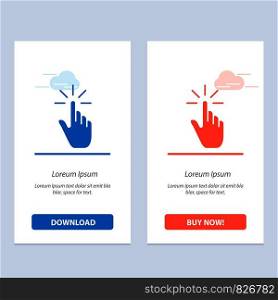 Click, Finger, Gesture, Gestures, Hand, Tap Blue and Red Download and Buy Now web Widget Card Template