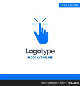 Click, Finger, Gesture, Gestures, Hand, Tap Blue Solid Logo Template. Place for Tagline