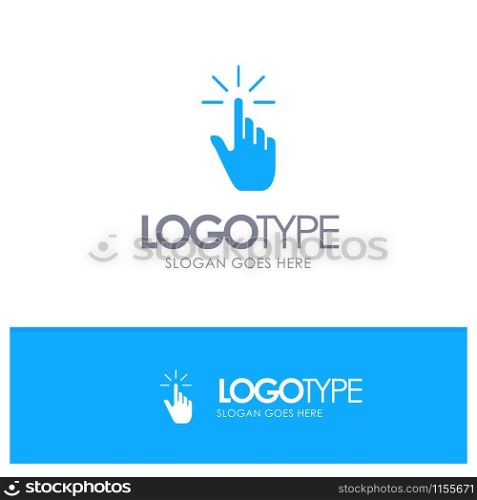 Click, Finger, Gesture, Gestures, Hand, Tap Blue Solid Logo with place for tagline