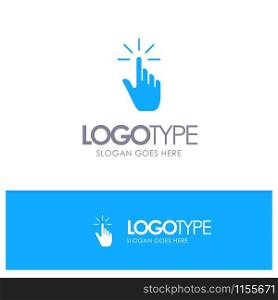 Click, Finger, Gesture, Gestures, Hand, Tap Blue Solid Logo with place for tagline