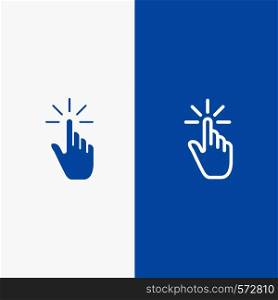 Click, Finger, Gesture, Gestures, Hand, Tap Line and Glyph Solid icon Blue banner Line and Glyph Solid icon Blue banner