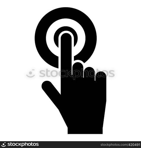 Click hand black simple icon isolated on white. Click hand black simple icon