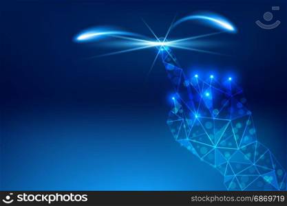 click hand blue background abstract technology concept,vector