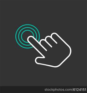 Click hand icon, click hand icon vector, flat click hand icon design. White click hand icon on gray background