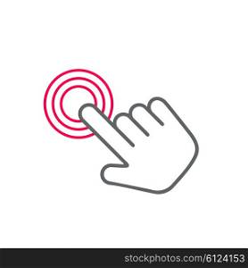 Click hand icon, click hand icon vector, flat click hand icon design. White click hand icon on white background