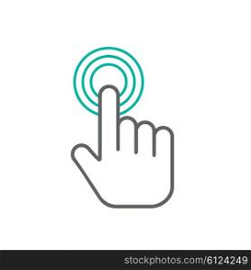 Click hand icon, click hand icon vector, flat click hand icon design. White click hand icon on white background