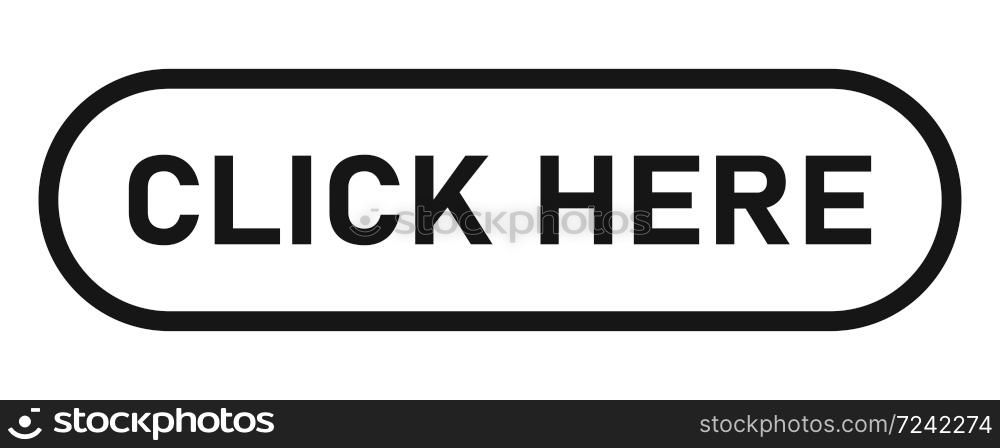 Click here button. Vector isolated icon. Black clicking here.