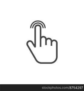Click icon. Finger tap click. Hand index finger on a grey colored background. Vector illustration