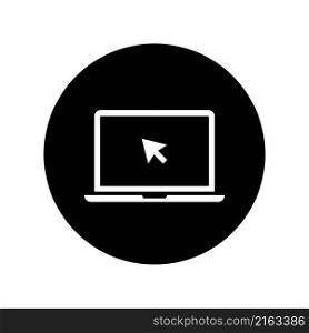 Click in laptop flat vector icon. Concept of using a personal computer.
