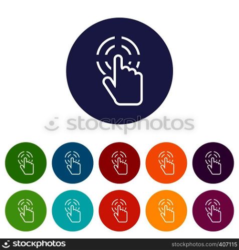 Click set icons in different colors isolated on white background. Click set icons