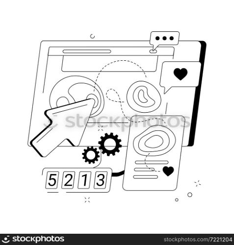 Click tracking abstract concept vector illustration. Clients behavior control, user-friendly ad, click tracking tool, action tracker, analytics software, engagement measurement abstract metaphor.. Click tracking abstract concept vector illustration.