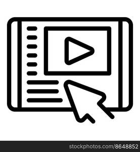 Click video tutorial icon outline vector. Computer online. Screen distance. Click video tutorial icon outline vector. Computer online