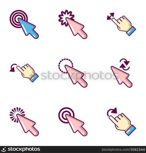 Clickbait icons set. Flat set of 9 clickbait vector icons for web isolated on white background. Clickbait icons set, flat style