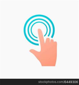 Clicking finger icon, hand pointer vector