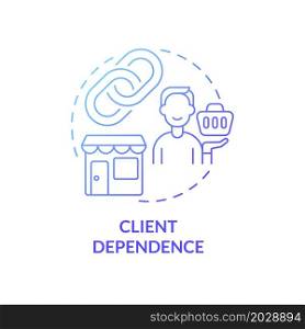 Client dependence gradient concept concept icon. Customer and vendor relationship. Small business client service abstract idea thin line illustration. Vector isolated outline color drawing. Client dependence problem concept icon