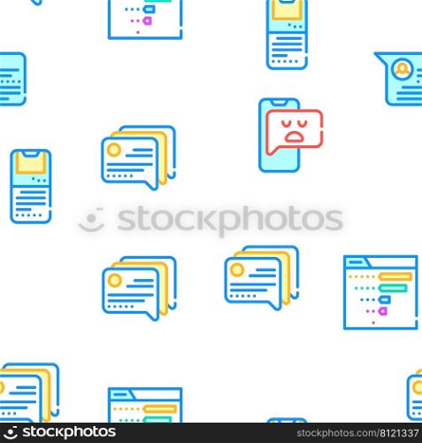 Client Review Feedback Collection Vector Seamless Pattern Color Line Illustration. Client Review Feedback Collection Icons Set Vector