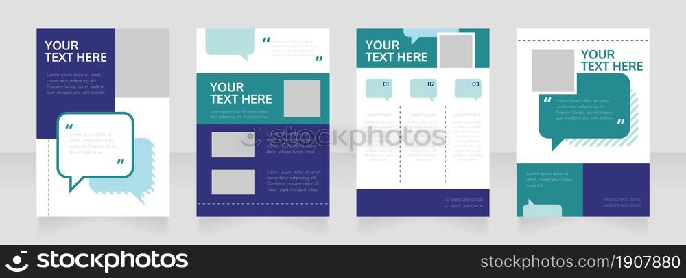 Client support blank brochure layout design. Service info. Vertical poster template set with empty copy space for text. Premade corporate reports collection. Editable flyer paper pages. Client support blank brochure layout design