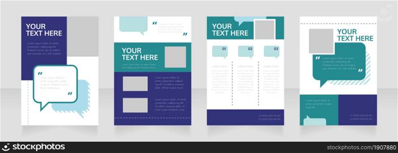 Client support blank brochure layout design. Service info. Vertical poster template set with empty copy space for text. Premade corporate reports collection. Editable flyer paper pages. Client support blank brochure layout design
